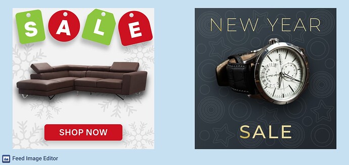 Two examples of New Years sales templates