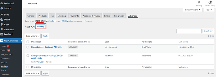 Generate API key