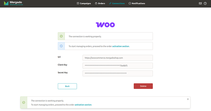 Woocommerce connection activation
