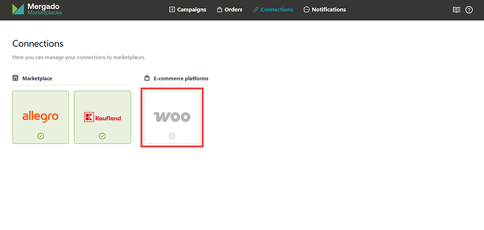 Create a connection to Woocommerce